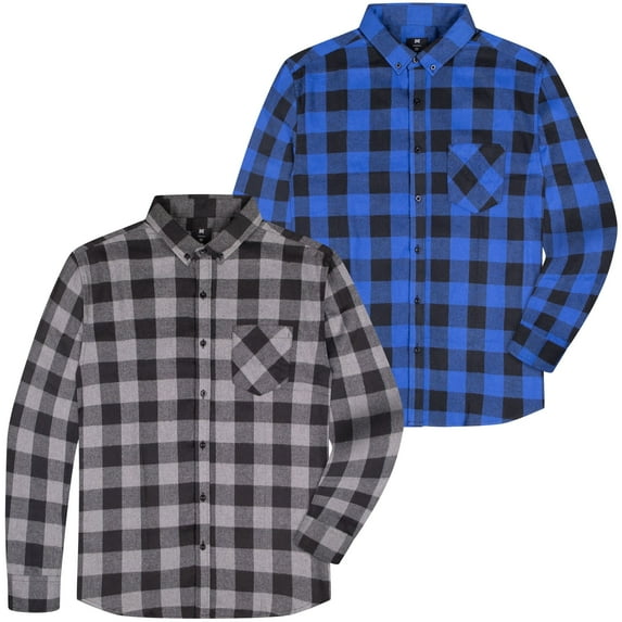 Visive 2 Pack Mens Flannel Shirts Long Sleeve Big And Tall Heavy Shirt For Men