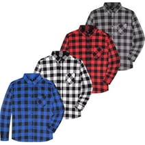 Visive 4 Pack Mens Flannel Shirts Long Sleeve Big And Tall Button Up Shirt For Men - Mix1