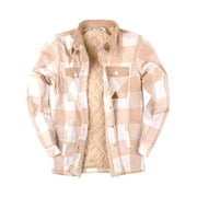 VISIVE By Blue Gear Men's Sherpa-Lined Fleece Flannel Jacket - Button-Up Shirt Jacket