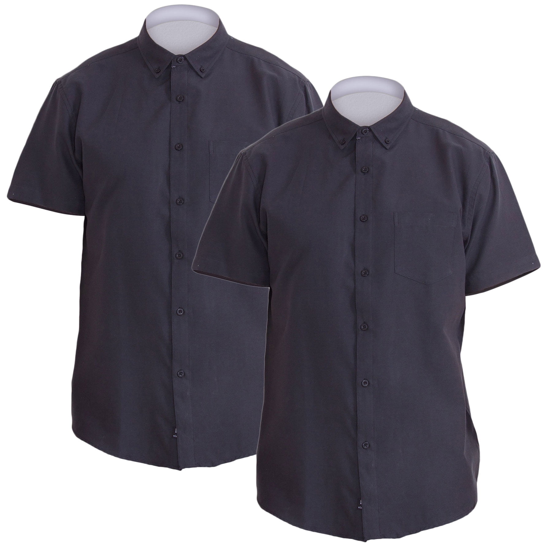 Visive Men Oxford Big and Tall Short Sleeve 2 Pack Casual Button Down