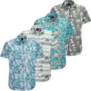 VISIVE Men's Hawaiian Shirt 4-Pack - Comfortable & Stylish Short Sleeve Button Down - Versatile Casual Shirts for Every Occasion - Soft Cotton Blend - For Small & 4XL for Big Men