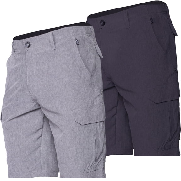 Visive Men's Hybrid Cargo Shorts - 2-Pack - Quick Dry, 4-Way Stretch, Versatile for Land & Sea - Sizes 30-50 - Ideal for Outdoor Activities: Golf, Hike, Bike, Swim, & Hunt