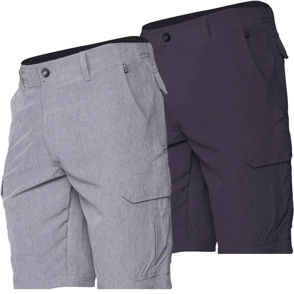 Visive Men's Hybrid Cargo Shorts - 2-Pack - Quick Dry, 4-Way Stretch, Versatile for Land & Sea - Sizes 30-50 - Ideal for Outdoor Activities: Golf, Hike, Bike, Swim, & Hunt