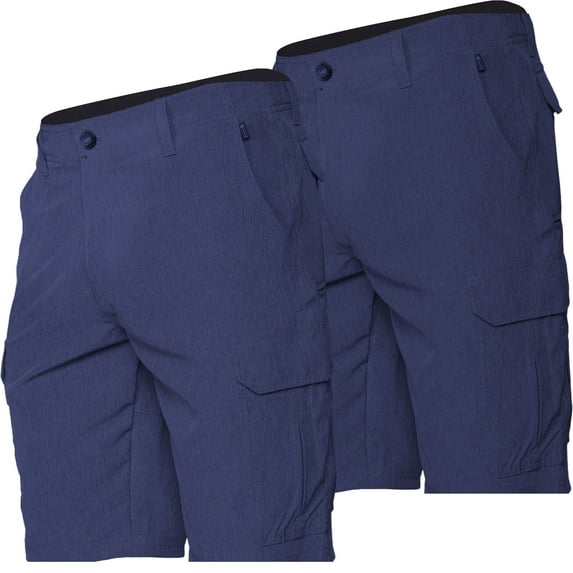 Visive Men's Hybrid Cargo Shorts - 2-Pack - Quick Dry, 4-Way Stretch, Versatile for Land & Sea - Sizes 30-50 - Ideal for Outdoor Activities: Golf, Hike, Bike, Swim, & Hunt