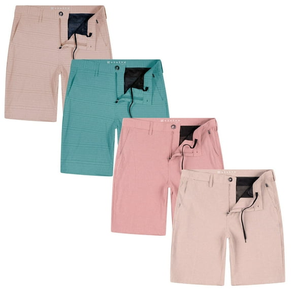 Visive Men's Hybrid Shorts - (Pack of 4) Quick-Dry, Stretch Fabric - Chino Golf Shorts & Swim Trunks - Versatile Outdoor & Casual Wear - Multiple Colors & Sizes - Ultimate Comfort with Classic Fit