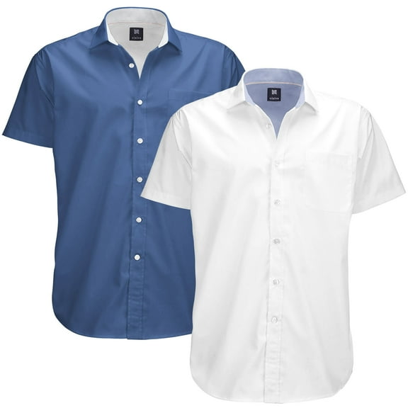 Visive Men's Oxford Short Sleeve Button-Up Shirt, 2-Pack, Sizes S-4XL