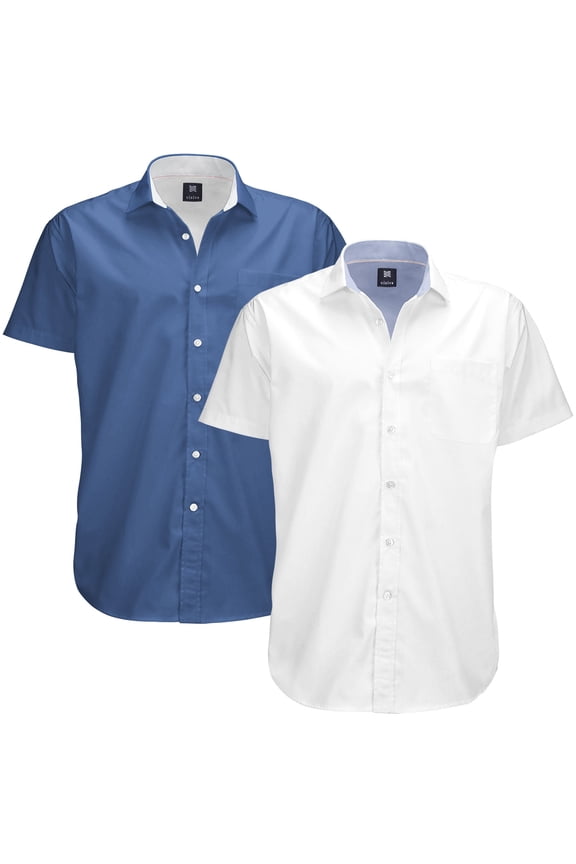 Men's Oxford Short Sleeve Button-Up Shirt, 2-Pack, Sizes S-4XL