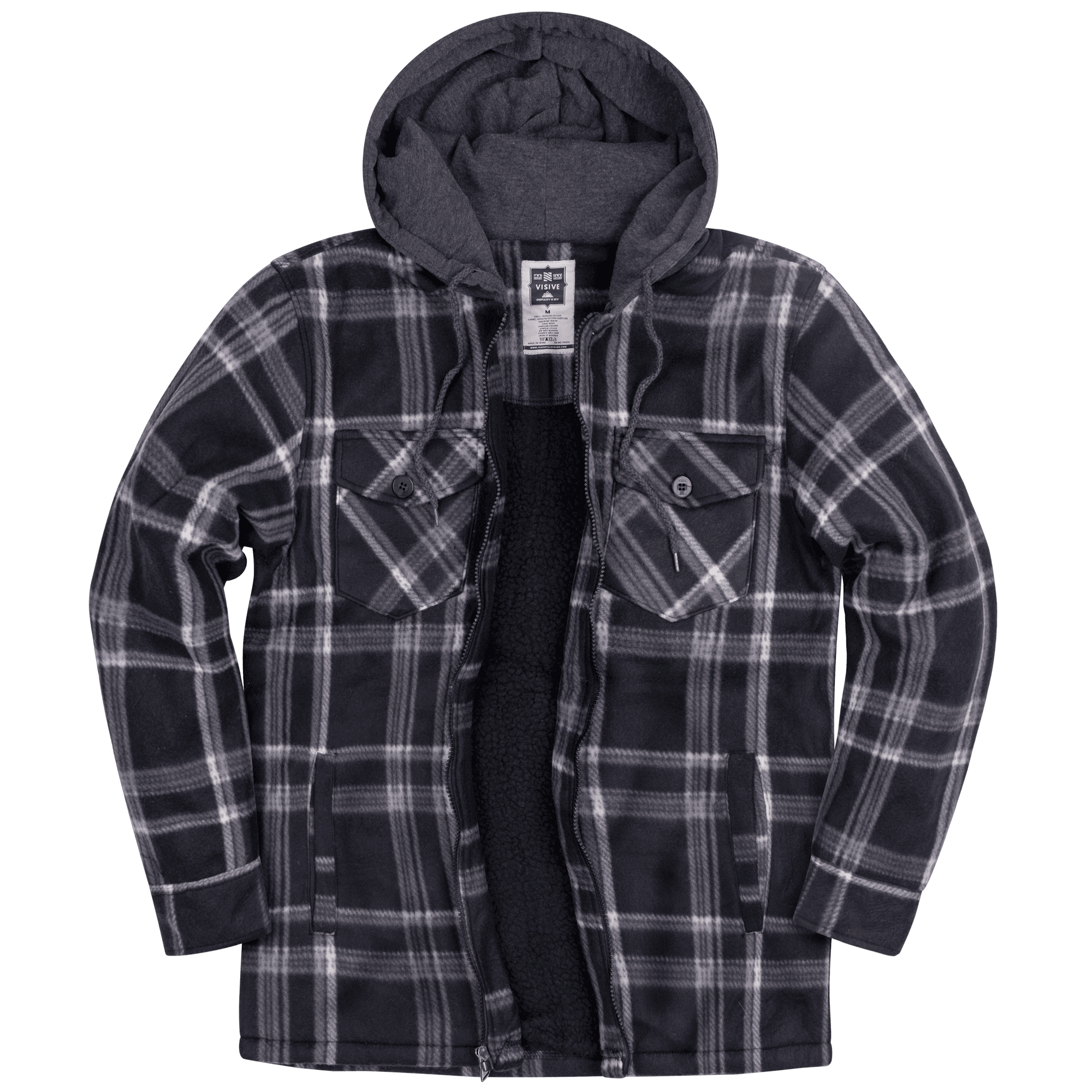 Women's Hooded Sherpa-Lined Hi-Vis Buffalo Plaid Flannel Lined