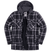 Visive Men's Sherpa-Lined Flannel Hoodie Jacket - Warm Zip-Up Layer for Cold Weather - Classic Fleece Plaid Pattern - Perfect for Hiking, Camping, & Everyday Winter Wear - Durable & Fashion-Forward