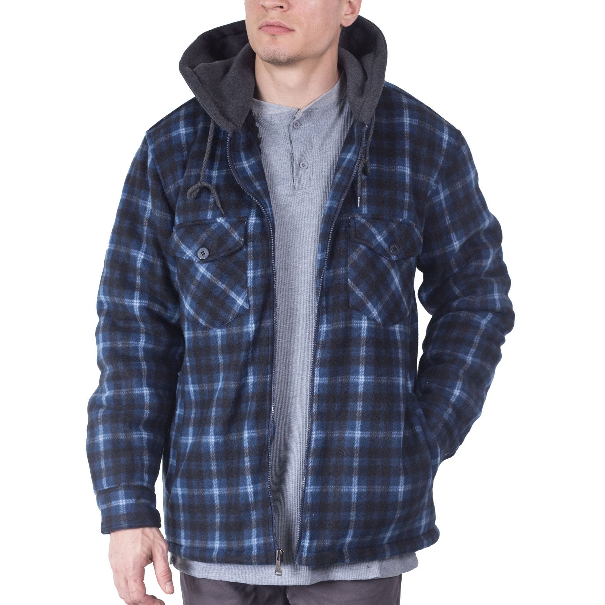 mens lined flannel hoodie jacket