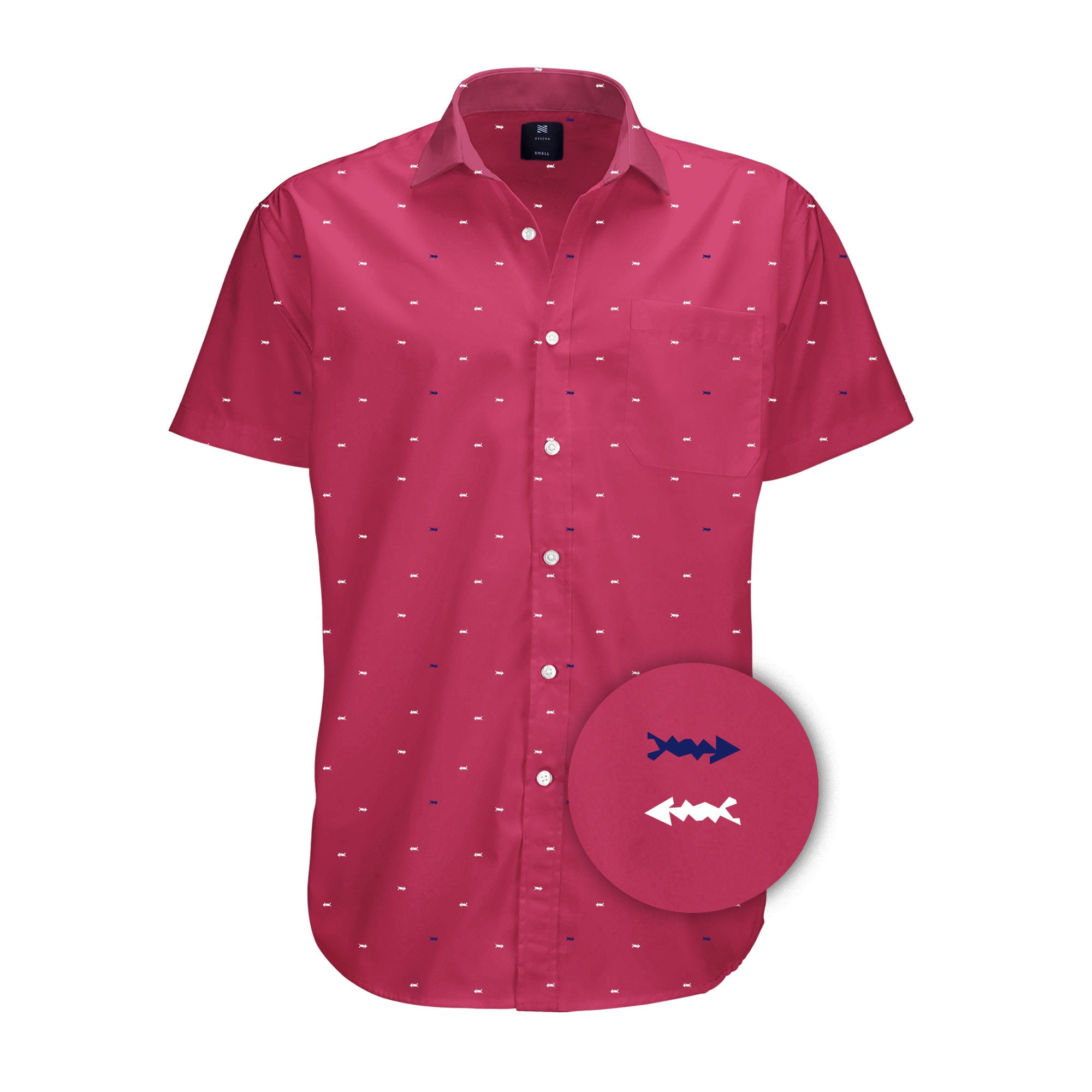 Visive Men's Shirt Fish Bone Novelty Print Button Down Short Sleeve Shirt Available S4XL Big