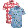 thumbnail image 1 of Visive Men's Stylish Hawaiian 2 Pack Button Down Short Sleeve Shirt - For Big & Tall Men - Up Fun Aloha Shirts for Casual and Party Wear - Diverse Prints for Every Occasion - Durable & Fashion-Forward, 1 of 7