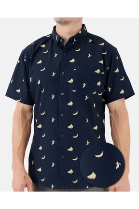 Men’s Short Sleeve Button Down Shirt – Banana Print – Casual Novelty Vacation Top