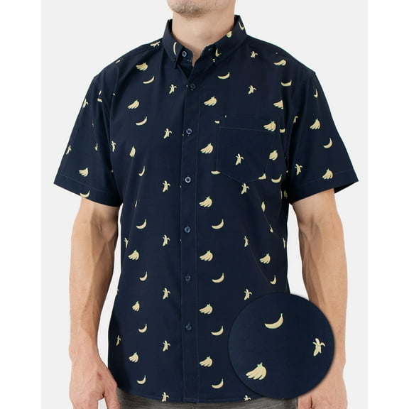 Visive Mens Big And Tall Short Sleeve Button Shirt, Printed Banana Shirts