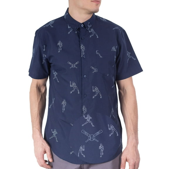Visive Mens Big And Tall Short Sleeve Button Shirt, Printed Baseball Shirts