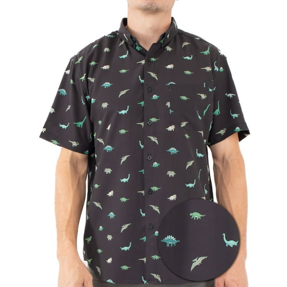Visive Mens Big And Tall Short Sleeve Button Shirt, Printed Dinosaur Shirts