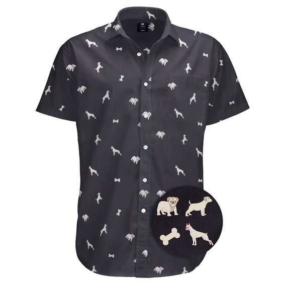 Visive Mens Big And Tall Short Sleeve Button Shirt, Printed Dog Shirts