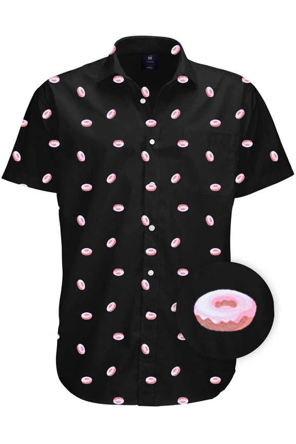 Mens Big And Tall Short Sleeve Button Shirt, Printed Donuts Shirts