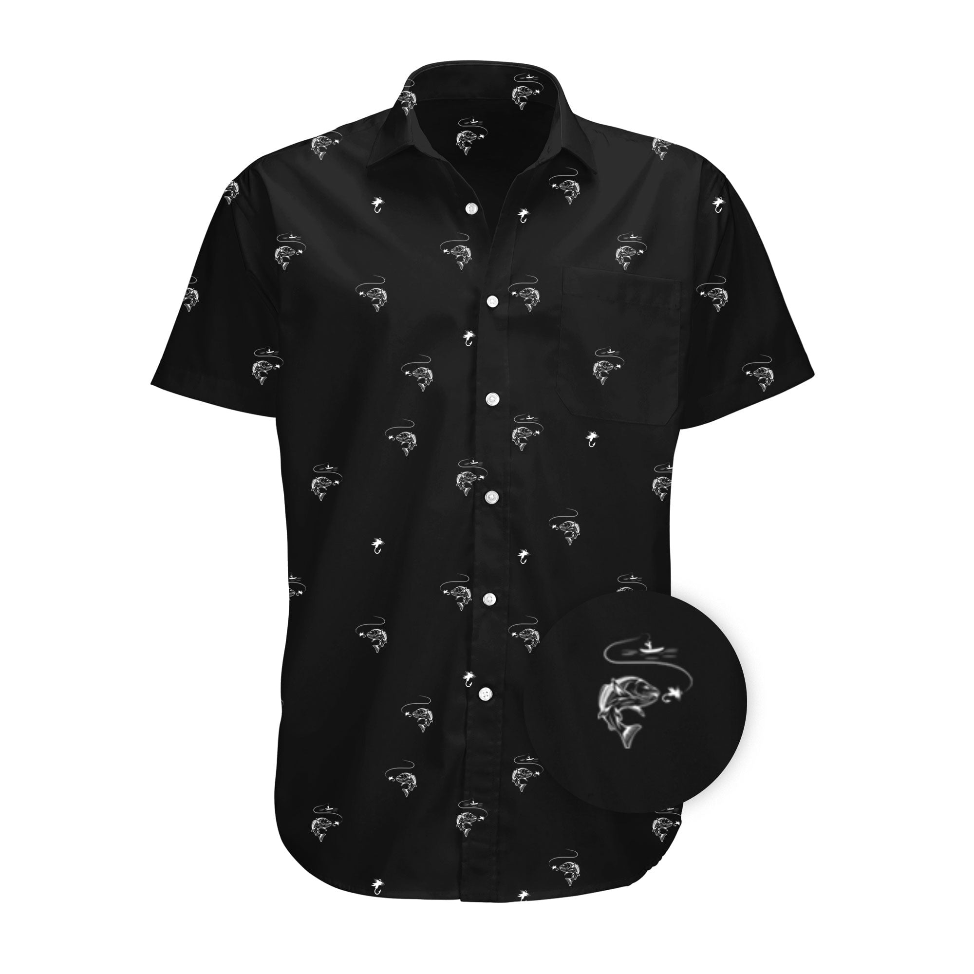 Visive Mens Big And Tall Short Sleeve Button Shirt, Printed Fish Shirts