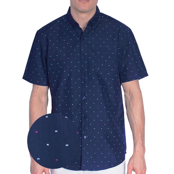 Men’s Fishing & Shark Button Up Shirt – Funny Fish Print Short Sleeve Top – Casual Vacation Gift for Him