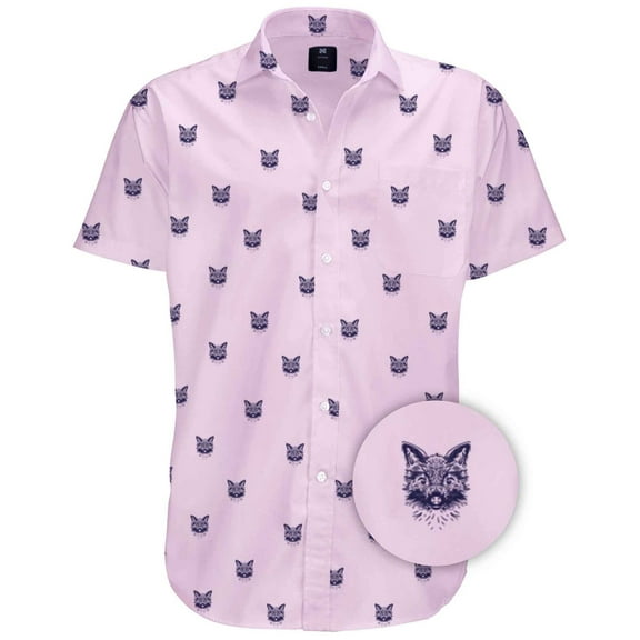 Visive Mens Big And Tall Short Sleeve Button Shirt, Printed Fox Shirts