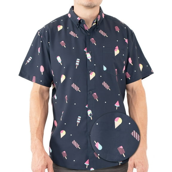 Visive Mens Big And Tall Short Sleeve Button Shirt, Printed Icecream Shirts