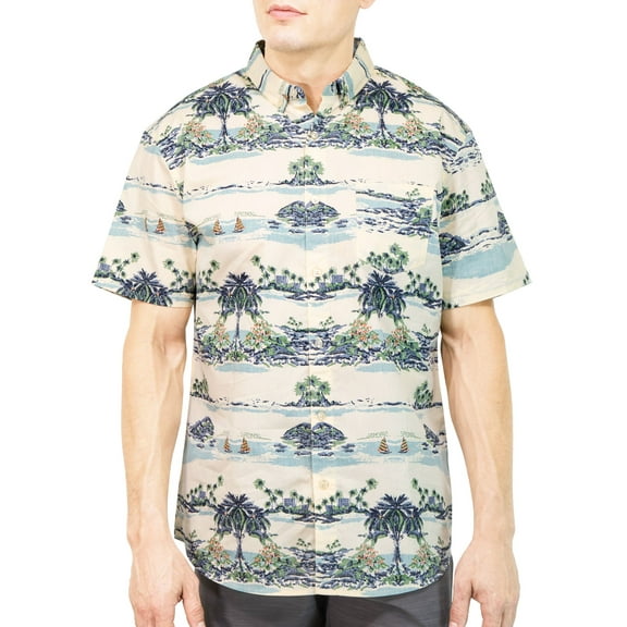 Visive Mens Big And Tall Short Sleeve Button Shirt, Printed Island Shirts