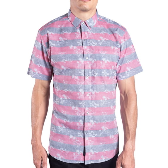 Visive Mens Big And Tall Short Sleeve Button Shirt, Printed Palm Shirts