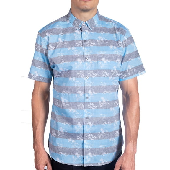 Visive Mens Big And Tall Short Sleeve Button Shirt, Printed Palm Shirts