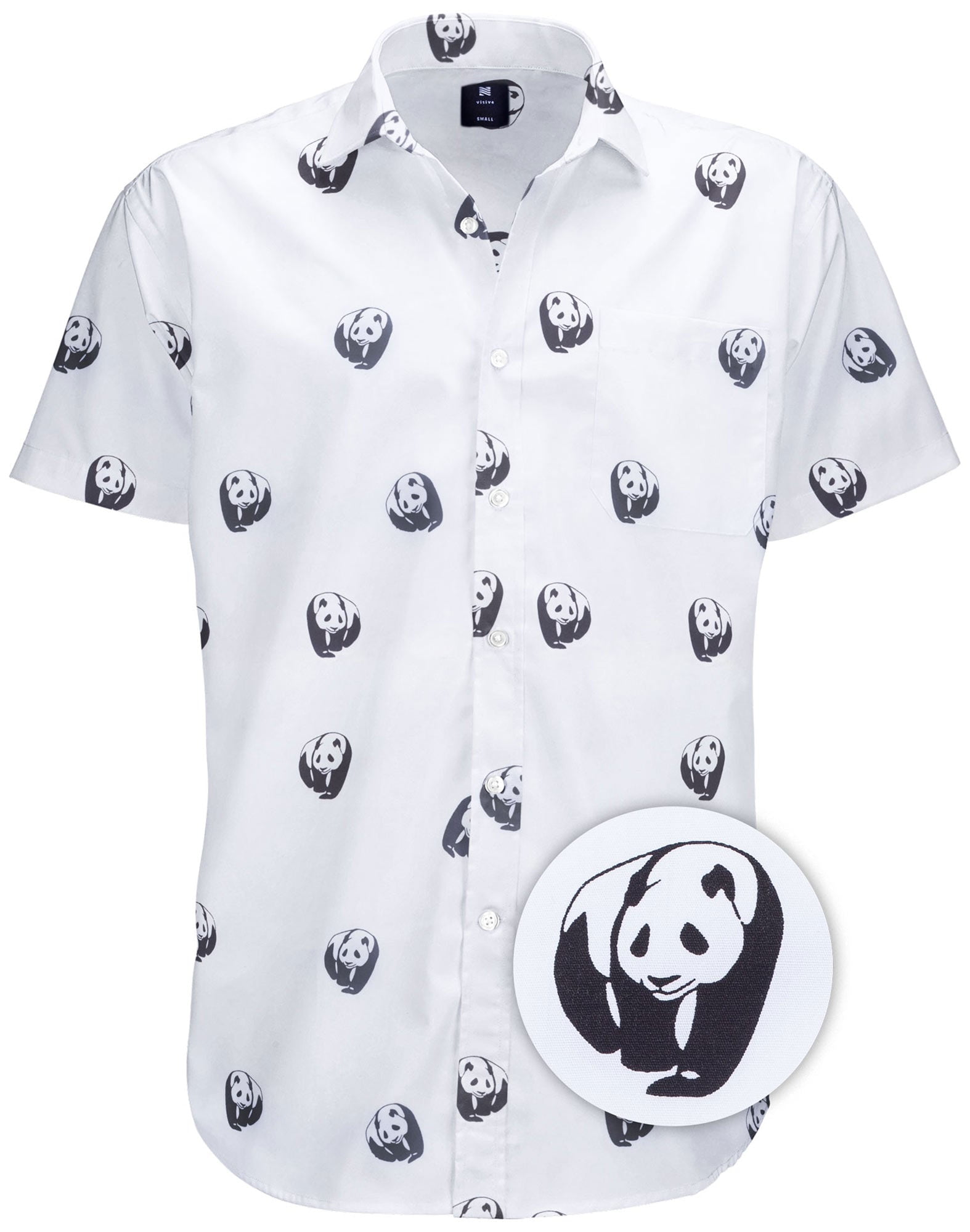 Visive Mens Big And Tall Short Sleeve Button Shirt, Printed Panda