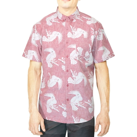 Visive Mens Big And Tall Short Sleeve Button Shirt, Printed Parrot Shirts