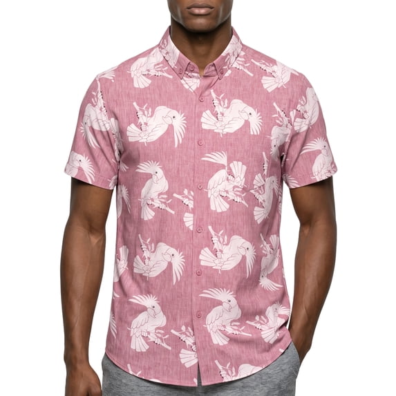 Visive Mens Big And Tall Short Sleeve Button Shirt, Printed Parrot Shirts