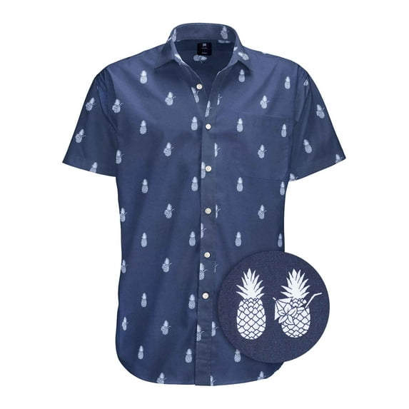 Visive Mens Big And Tall Short Sleeve Button Shirt, Printed Pineapple Shirts