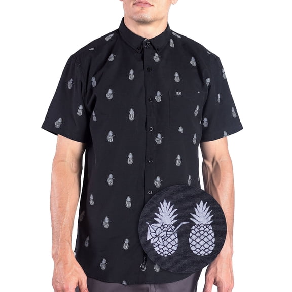 Visive Mens Big And Tall Short Sleeve Button Shirt, Printed Pineapple Shirts