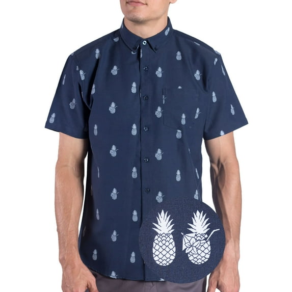 Visive Mens Big And Tall Short Sleeve Button Shirt, Printed Pineapple Shirts