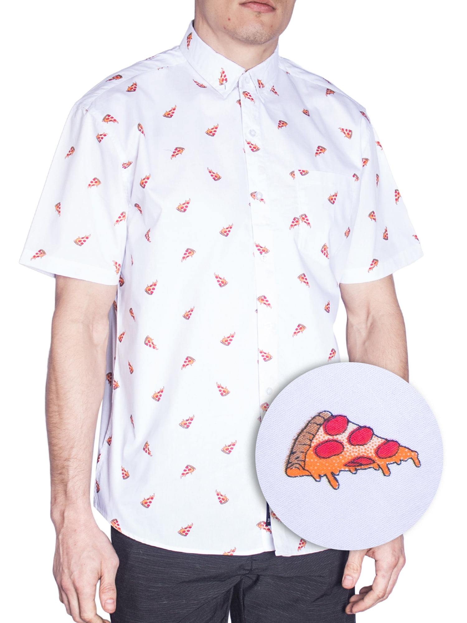 pizza button up shirt