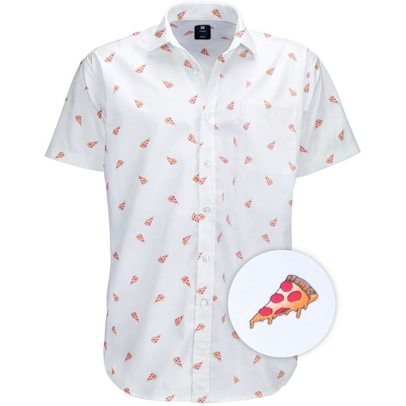 Visive Mens Big And Tall Short Sleeve Button Shirt, Printed Pizza Shirts