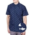 thumbnail image 1 of Men’s Shark Print Button Up Shirt – Casual Novelty Collared Top for Beach, Fishing, Vacations & Parties – Sizes S–4XL, 1 of 8