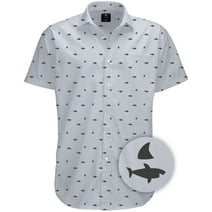 Visive Mens Big And Tall Short Sleeve Button Shirt, Printed Shark Shirts