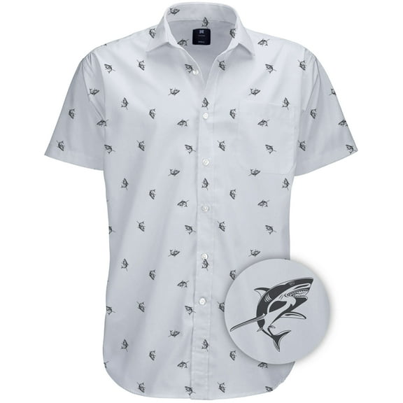 Visive Mens Big And Tall Short Sleeve Button Shirt, Printed Shark Shirts