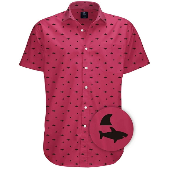 Visive Mens Big And Tall Short Sleeve Button Shirt, Printed Shark Shirts