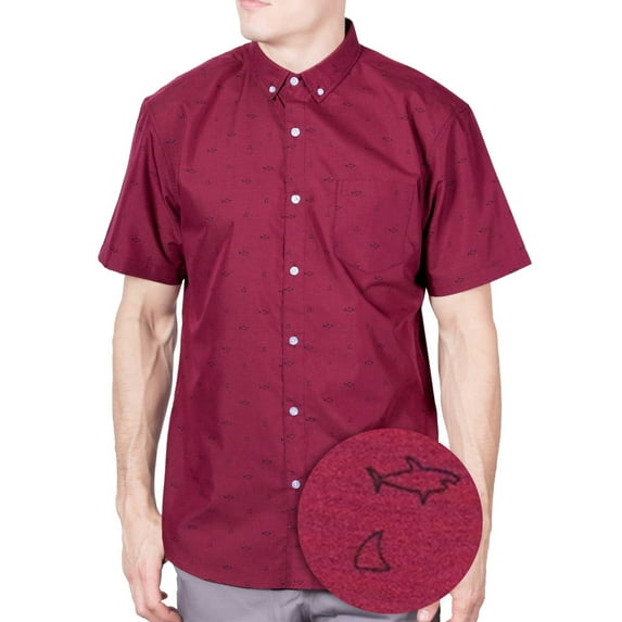 Men’s Shark Print Button Up Shirt – Casual Novelty Collared Top for Beach, Fishing, Vacations & Parties – Sizes S–4XL
