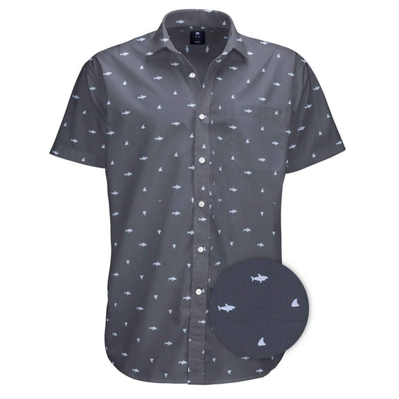 Visive Mens Big And Tall Short Sleeve Button Shirt, Printed Shark Shirts