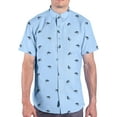 thumbnail image 1 of Men’s Shark Print Button Up Shirt – Casual Novelty Collared Top for Beach, Fishing, Vacations & Parties – Sizes S–4XL, 1 of 6