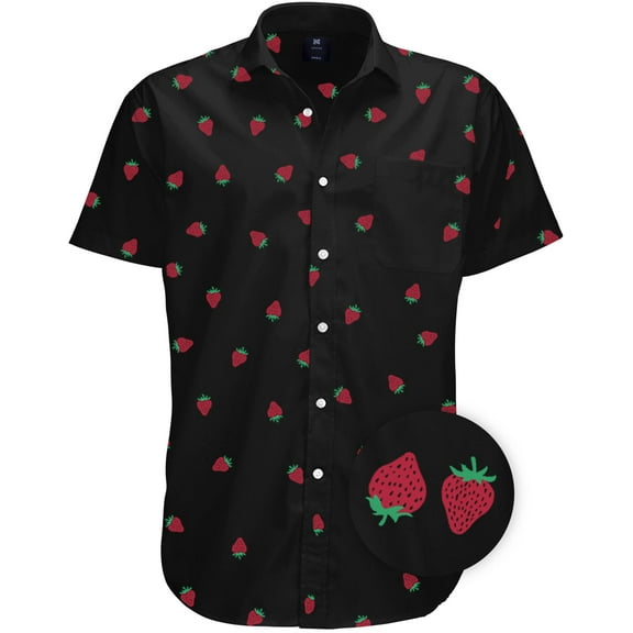 Visive Mens Big And Tall Short Sleeve Button Shirt, Printed Strawberry Shirts