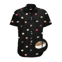 Visive Mens Big And Tall Short Sleeve Button Shirt, Printed Sushi Shirts
