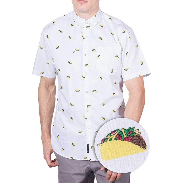 taco print button down shirt