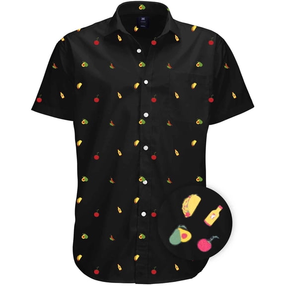Visive Mens Big And Tall Short Sleeve Button Shirt, Printed Taco Shirts
