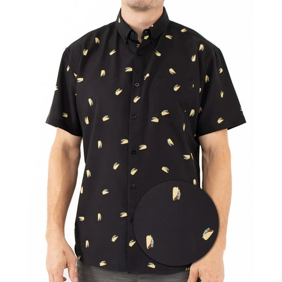 Visive Mens Big And Tall Short Sleeve Button Shirt, Printed Taco Shirts