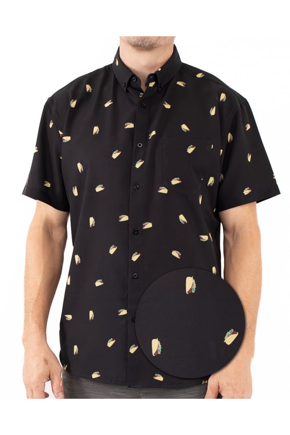 Mens Big And Tall Short Sleeve Button Shirt, Printed Taco Shirts